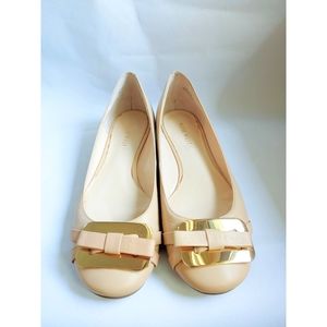 Nine West Leather Upper Flat With Metal Hardware